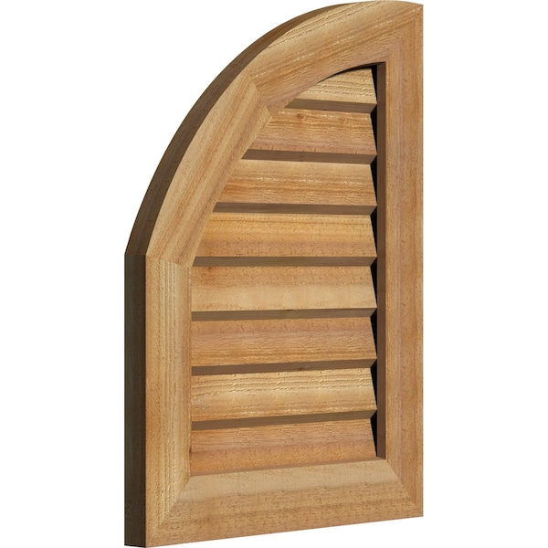 Quarter Round Top Left Western Red Cedar Gable Vent W/Decorative Face Frame, 12W X 24H